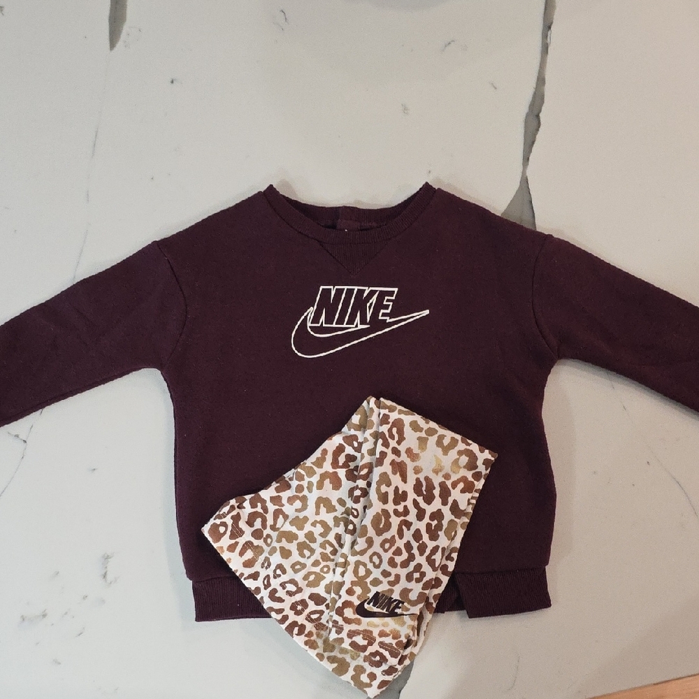 Nike Maroon Sweatshirt and Leopard Print Pants